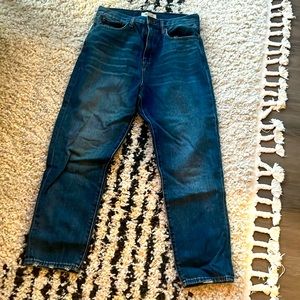 Madewell Mom Jean in darker denim color
